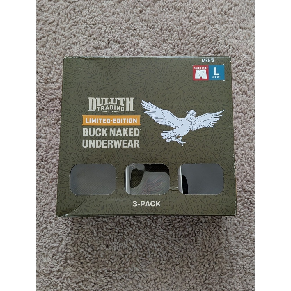Duluth Trading Co Buck Naked Boxer Briefs 3-Pack Mens Large Limited Edition NIB